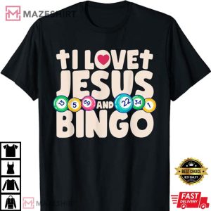 I Love Jesus And Bingo Christian Cross Board Games Gift T Shirt 3