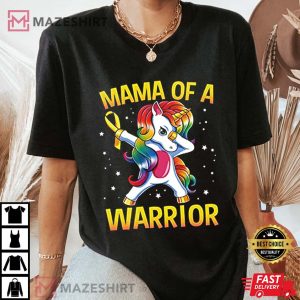 Mama Of A Warrior Childhood Cancer Awareness Unicorn Gift Long Sleeve tee