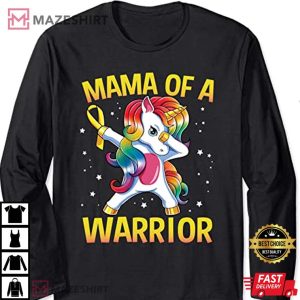 Mama Of A Warrior Childhood Cancer Awareness Unicorn Gift Long Sleeve T Shirt