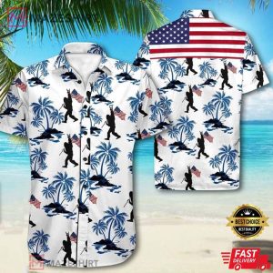 Bigfoot Proud Of America 4th Of July Hawaiian Shirt