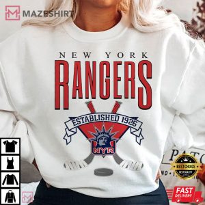 New York Rangers Hockey Vintage College T Shirt 3