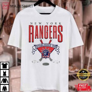 New York Rangers Hockey Vintage College T Shirt 4