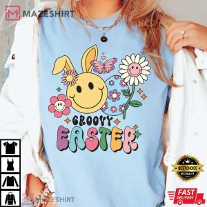Groovy Easter Bunny Flower Comforts Colors T-Shirt