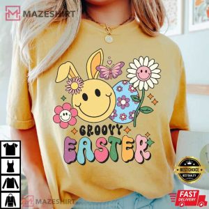 Groovy Easter Bunny Flower Comforts Colors T-Shirt