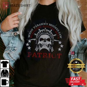 US Patriots Skull Tyranny Rebellion Freedom 4th Of July T Shirt 1
