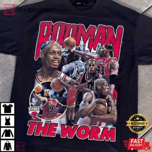 NBA Chicago Basketball Dennis Rodman 90s T Shirt 4