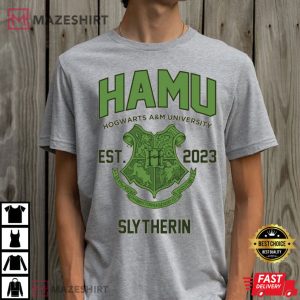 Hamu Hogwarts AM University Slytherin Est 2023 T Shirt 2