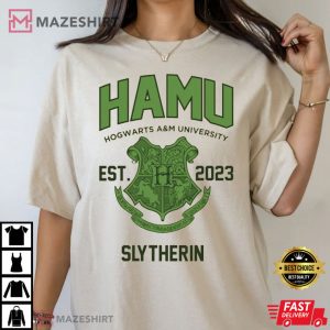 Hamu Hogwarts AM University Slytherin Est 2023 T Shirt 3