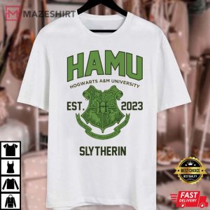 Hamu Hogwarts AM University Slytherin Est 2023 T Shirt 4