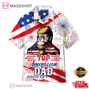 American Top Dad Bigfoot 4th Of July Aloha Hawaiian Shirt 1
