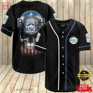 American Flag Black Skull Busch Light Baseball Jersey