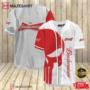 Red Skull Budweiser Beer Baseball Jersey