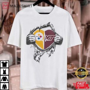 Pittsburgh Steelers Virginia Tech Hokies Its In My Heart T Shirt 3