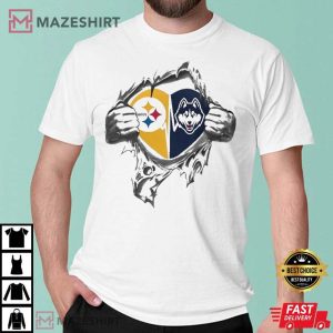 Pittsburgh Steelers Connecticut Huskies Its In My Heart T Shirt 4