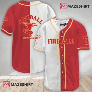 Split Fireball Whisky White And Red Baseball Jersey