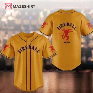 Orange Fireball Whiskey Unisex Baseball Jersey