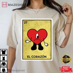 El Corazon Bad Bunny Conejo Malo Mexican Loteria T Shirt 3