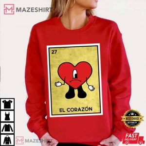 El Corazon Bad Bunny Conejo Malo Mexican Loteria T Shirt 4