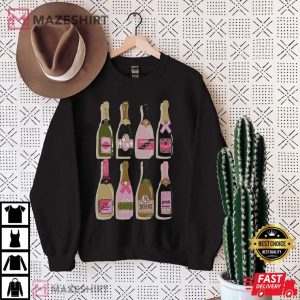 Champagne Lovers Bottles Yes Way Rose T Shirt 1