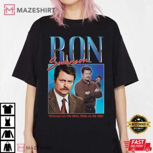 Ron Swanson Parks And Rec Funny Retro 90s Gift T shirt 4