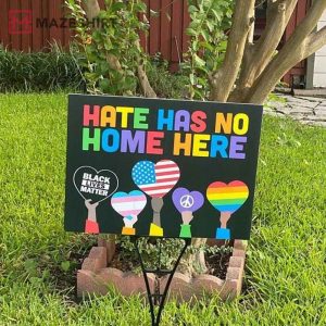 Hate Has No Home Here Yard Lawn Sign LGBTQ Flag 2