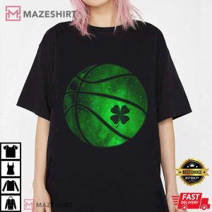 Basketball Shamrock Lucky Clover Irish St Patricks Day Boys T Shirt 2