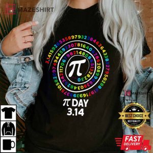 Happy Pi Day Spiral Pi Color Numbers Math Teacher 3.14 T Shirt 3