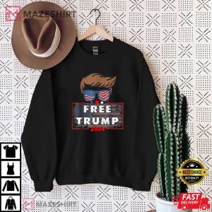 Free Donald Trump Republican Support Pro Trump American Flag T Shirt 1