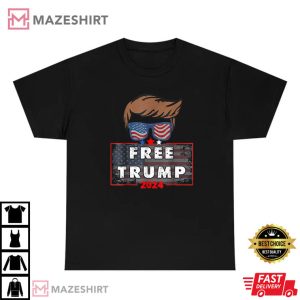 Free Donald Trump Republican Support Pro Trump American Flag T Shirt 4