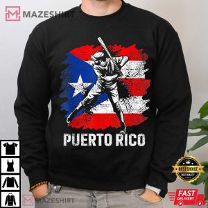 Puerto Rican Baseball Player Puerto Rico Flag Baseball Fans T Shirt 3