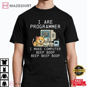 Programmer Cat Beep Boop Coding Unisex T Shirt 1