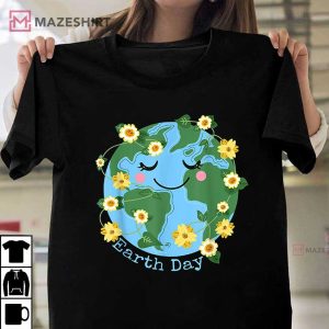 Happy Earth Day Cute Earth With Floral Earth Day 2023 T Shirt 2