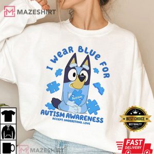 Bluey And Bingo In April I Wear Blue Autism Awareness T Shirt 3