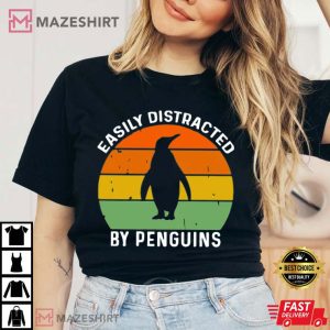 Easily Distracted By Penguin Retro Vintage Antartica T Shirt 3