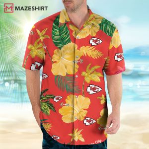 Kansas City Chiefs Nfl Color Hibiscus Button Up Hawaiian Shirt 3