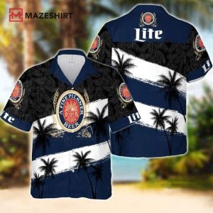 Miller Lite Beer Coconut Tree Gift For Beach Vacation Hawaiian Shirt