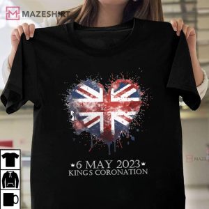 British Flag Heart King's Coronation Union Jack Charles T Shirt 1