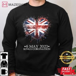 British Flag Heart King's Coronation Union Jack Charles T Shirt 4