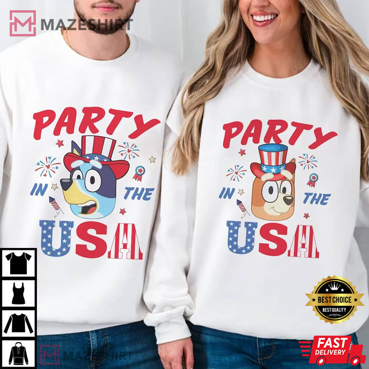 Bluey And Bingo 4th of July Couples Shirt Bluey And Bingo 4th of July Couples Shirt