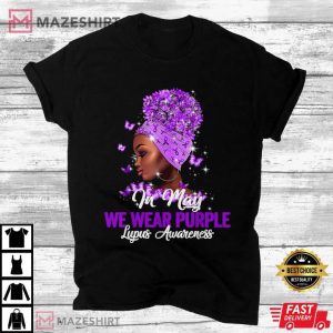 Black Women In May We Wear Purple Ribbon Lupus Awareness T Shirt 1