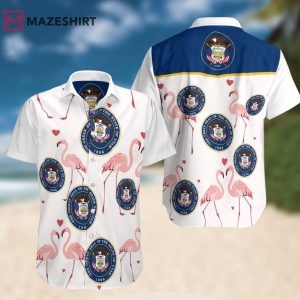 Utah State Flamingo Summer Short Sleeve Hawaiian Shirt