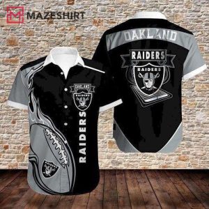 Oakland Raiders Curved Hawaiian Shirt