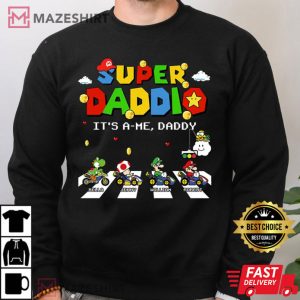 Father's Day Super Daddio Game Custom Kids Name Dad T Shirt 2