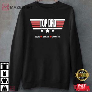 Top Dad With Kids Names Custom Gift For Father T Shirt 2