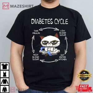 Funny Cat Diabetes Cycle Cat Lover T Shirt 1