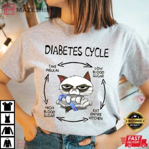 Funny Cat Diabetes Cycle Cat Lover T Shirt 2