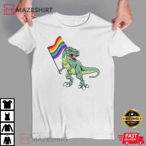 LGBTQ Dinosaur Rainbow Pride Month T Shirt 4