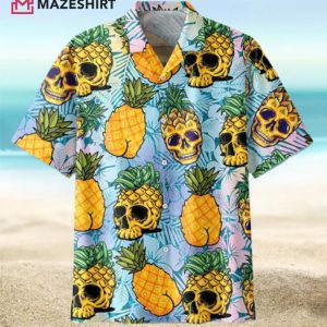 Pineapple Skull Tropical Leaves Hawaiian Shirt