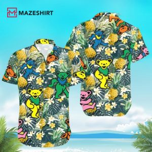 Dead And Company Grateful Dead Bears Pineapple Tropical Forest Hawaiian Shirt