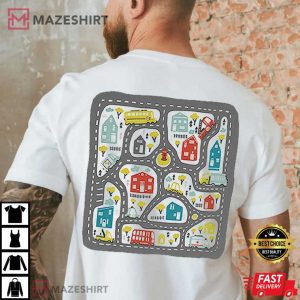 Play Cars On Dad's Back Car Race Track T Shirt (2)